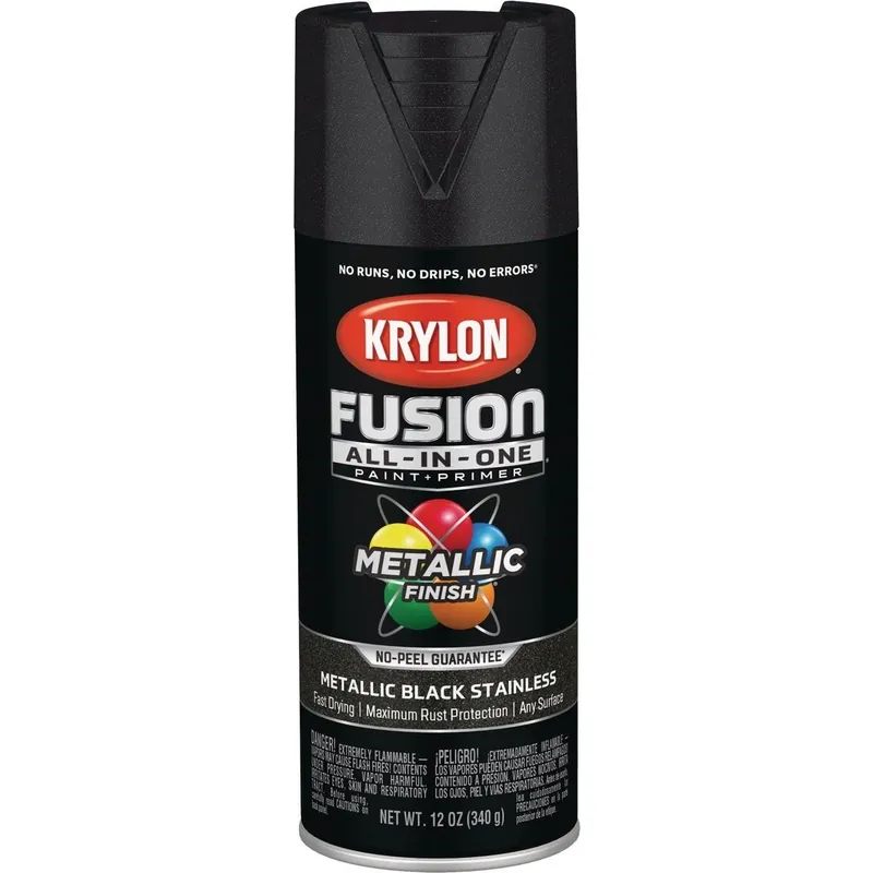 Krylon K02790007 Fusion All-In-One Metallic Spray Paint & Primer Black Stainless