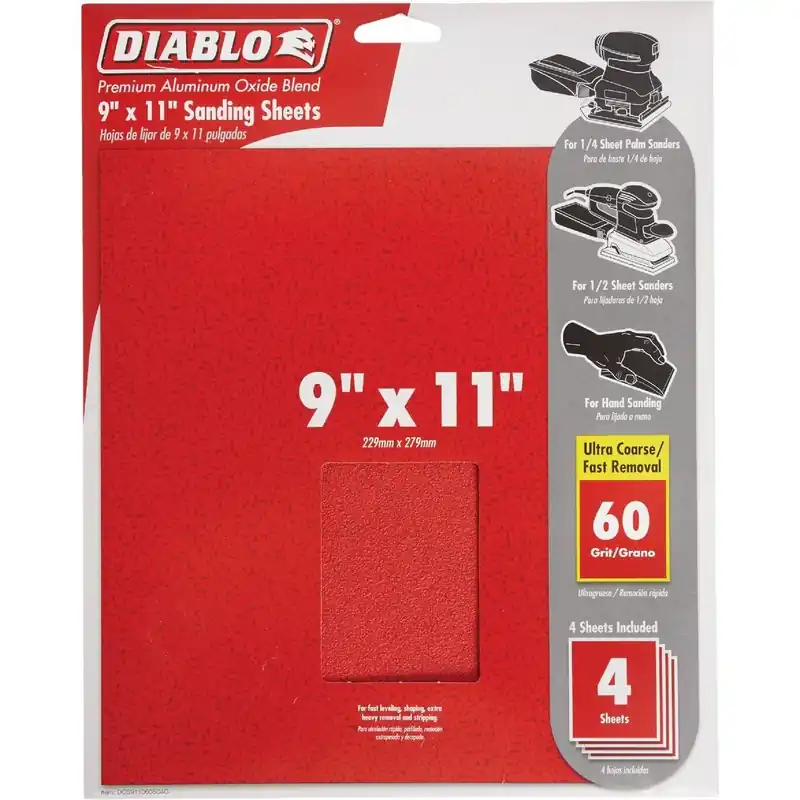 Diablo DCS911060S04G Ultra Coarse Sandpaper 60 Grit (4-Pack)