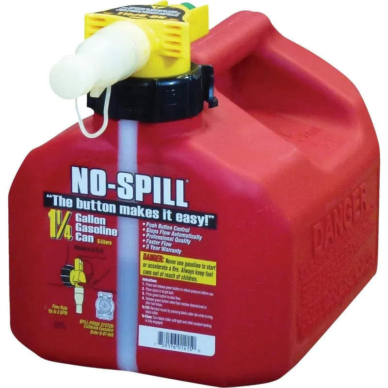 No-Spill 1415 1-1/4 Gal. Plastic Gasoline Fuel Can, Red
