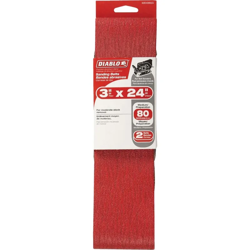 Diablo DCB324080S02G 3 In. x 24 In. 80 Grit General Purpose Sanding Belt (2-Pack)
