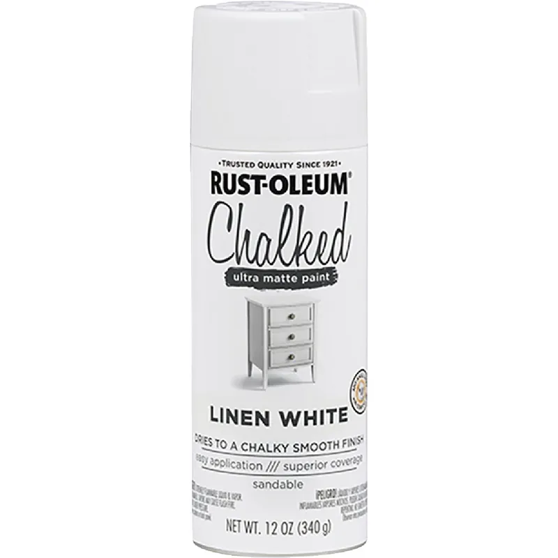 Rust-Oleum 302591 Chalked 12 Oz Ultra Matte Spray Paint Linen White