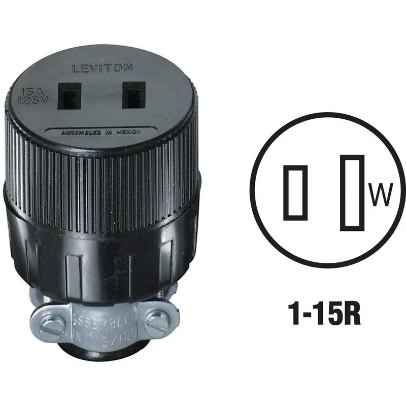 Leviton 001-612 15A 125V 2-Wire 2-Pole Round Cord Connector