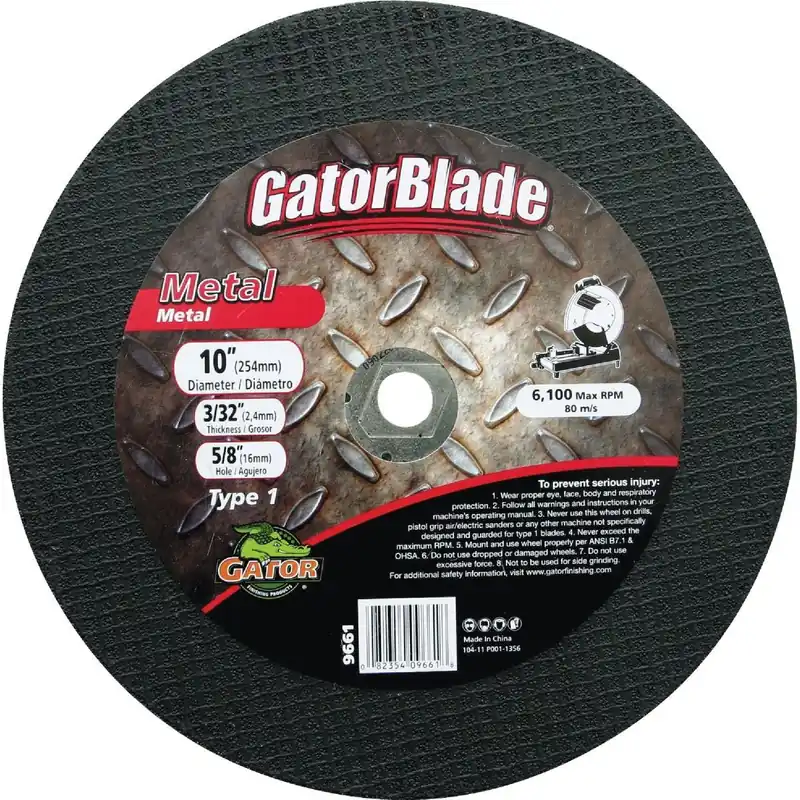 Gator 9661 Blade Type 1 10 In. x 3/32 In. x 5/8 In. Metal Cut-Off Wheel