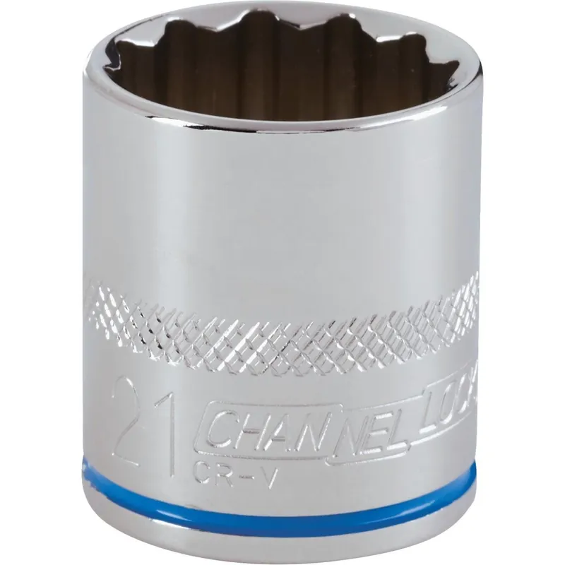 Channellock 347043 3/8 In. Drive 21 mm 12-Point Shallow Metric Socket