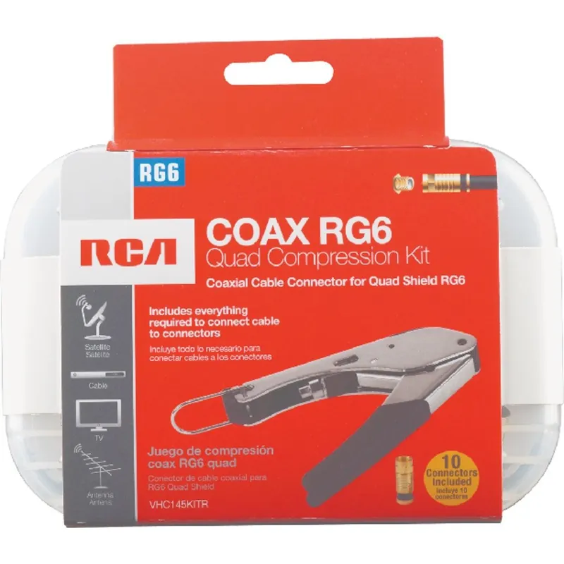 RCA VHC145KITR RCA RG6 Quad Compression Coax Connector Kit (11-Piece)
