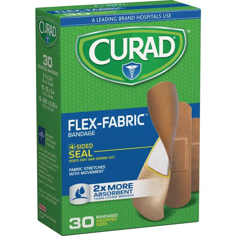Curad CUR47314RB Flex-Fabric Assorted Sizes Bandages 30 Count