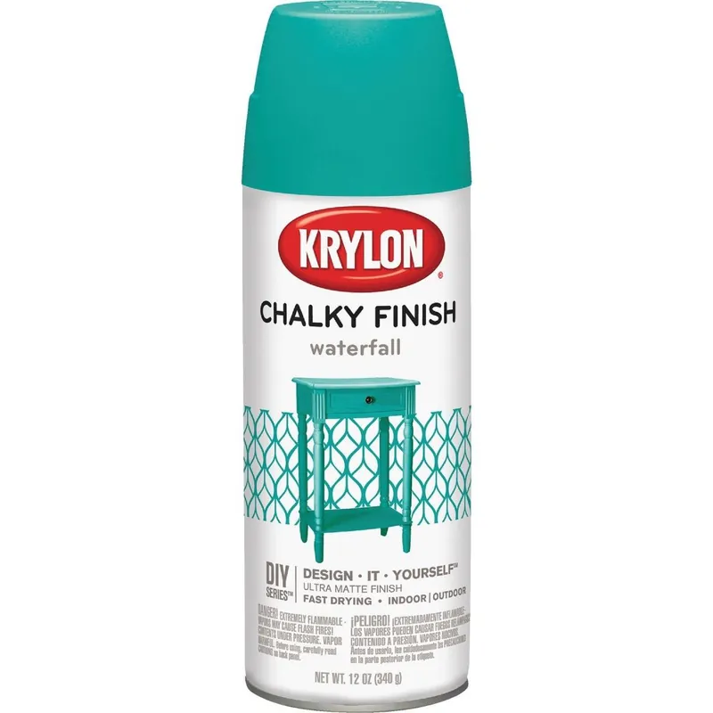 Krylon K04112007 Chalky Finish 12 Oz. Ultra Matte Chalk Spray Paint, Waterfall