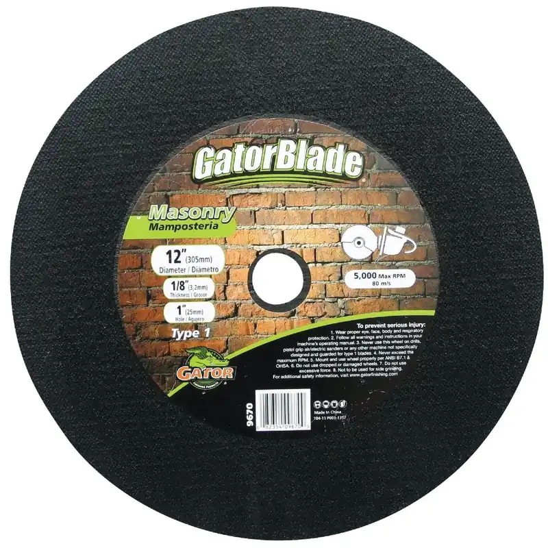 Gator 9670 Masonry Cut-Off Wheel 12 In. x 1/8 In. x 1 In.