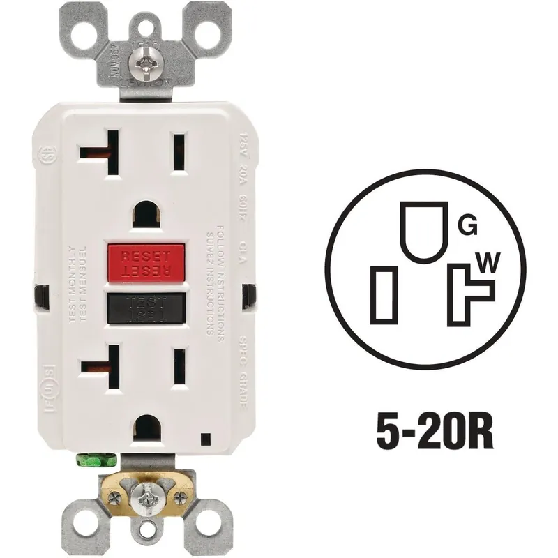 Leviton R12-GFNT2-0RW SmartlockPro Self-Test 20A White Commercial Grade 5-20R GFCI Outlet