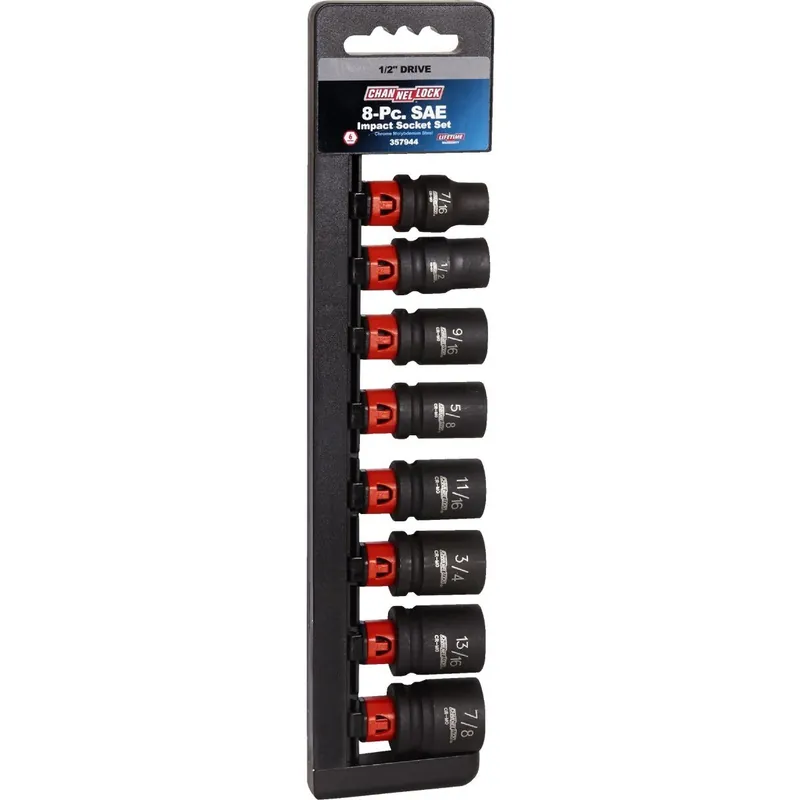 Channellock 357944 Standard 1/2 In. Drive 6-Point Shallow Impact Driver Set (8-Piece)