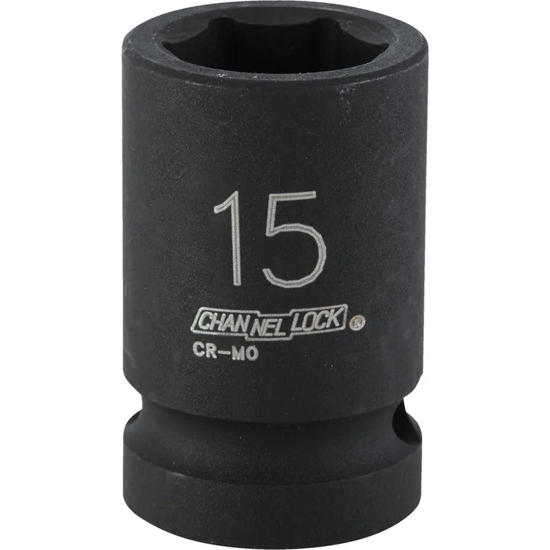Channellock 315036 1/2 In. Drive 15 mm 6-Point Shallow Metric Impact Socket