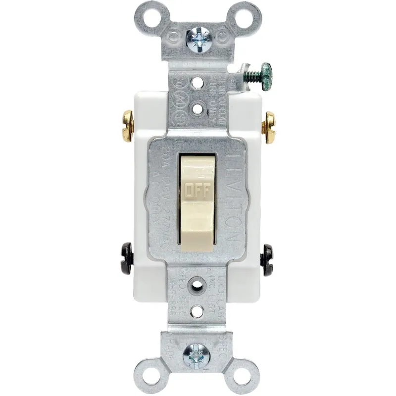 Leviton S07-CS220-2IS Toggle Ivory 20A Grounded Quiet Double Pole Switch