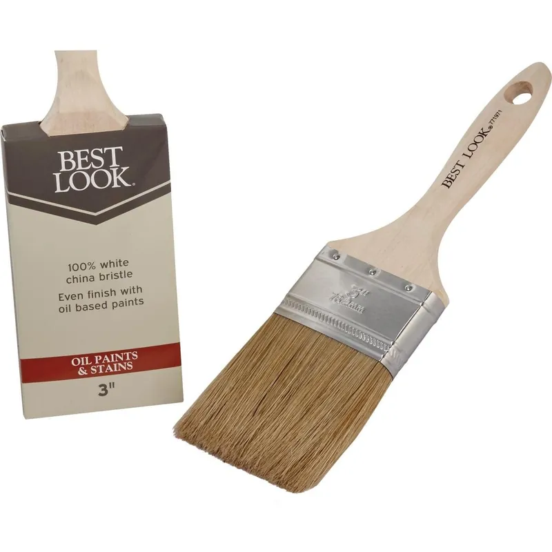 Best Look 771971 3 In. Flat White Natural China Bristle Paint Brush