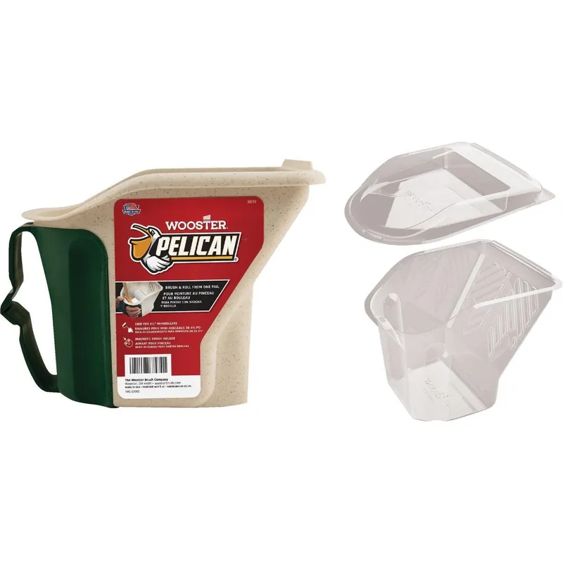 Wooster Brush 8619 Wooster Pelican 1 Qt. Green & White Painter's Bucket with Magnetic Brush Holder