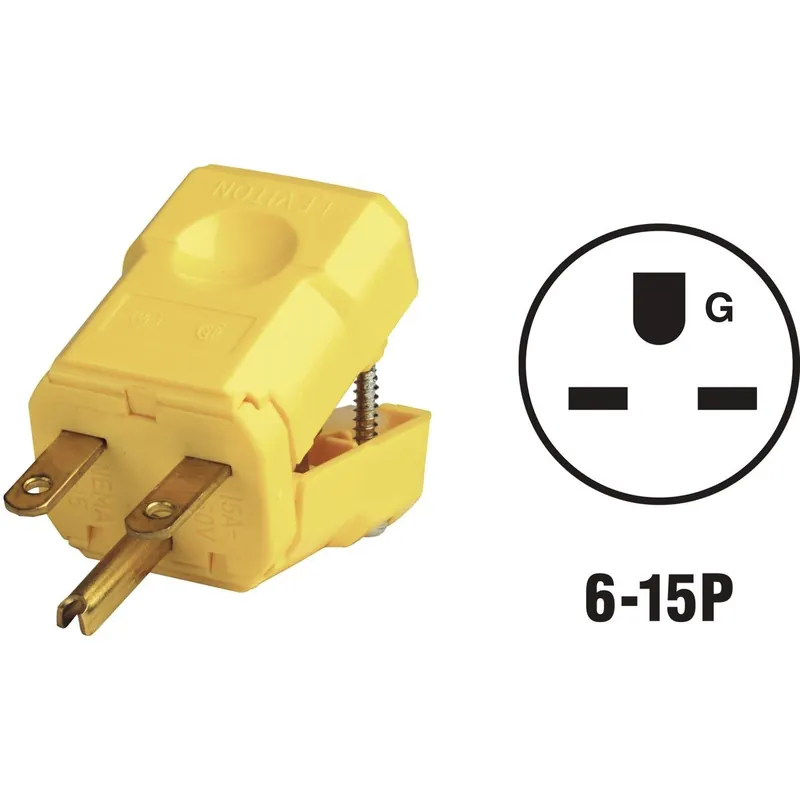 Leviton 021-15656-0VY 15A 250V 3-Wire 2-Pole Python Cord Plug