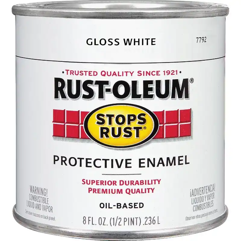 Rust-Oleum 7792730 Stops Rust Oil Based Gloss Protective Rust Control Enamel White 1/2 Pt.