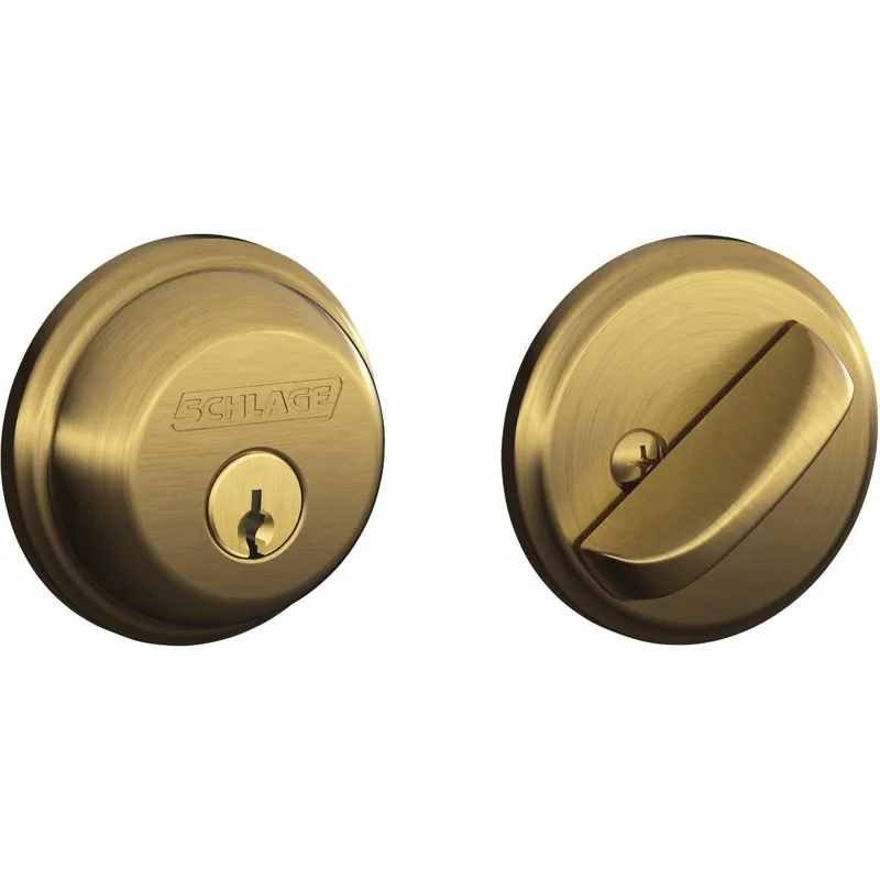 Schlage B60NG609 Antique Brass Single Cylinder Deadbolt