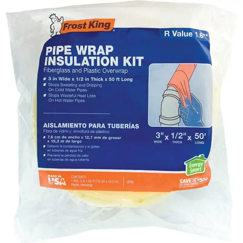 Frost King SP50 Fiberglass Pipe Insulation Wrap 1/2 In. x 3 In. x 50 Ft.
