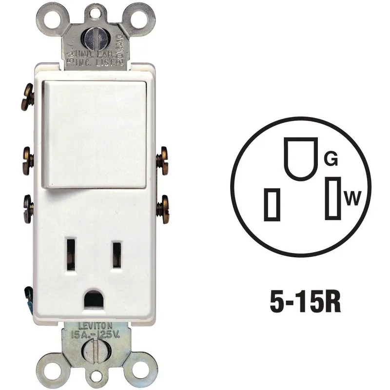 Leviton S02-5625-W White 15A Switch & Outlet