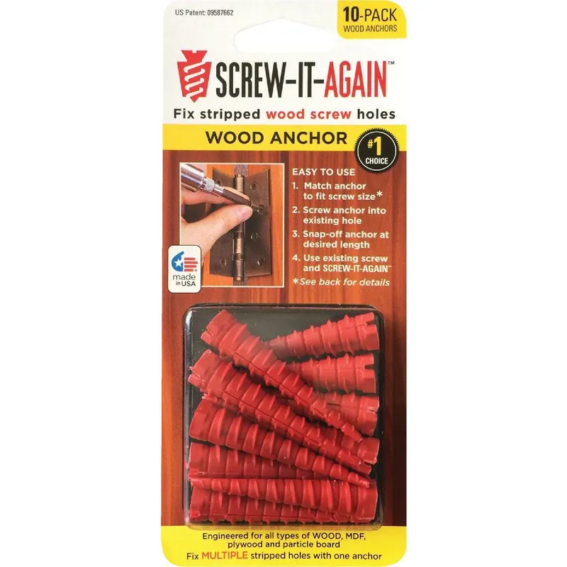 Screw-It-Again SIA-10PK Red Plastic Wood Anchor 2 Inch 10 Ct.