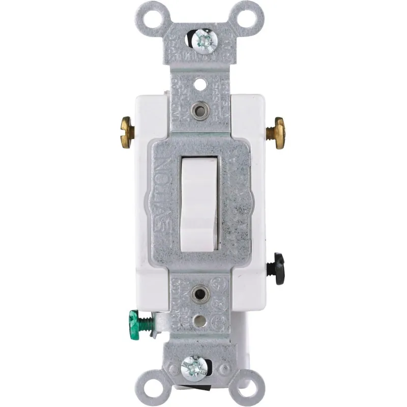 Leviton S08-CS320-2WS Toggle White 20A Grounding Quiet 3-Way Switch