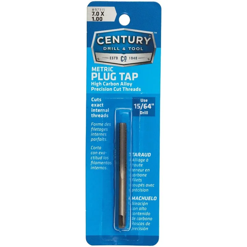 Century Drill Tool 97311 7.0x1.00 Carbon Steel Metric Tap
