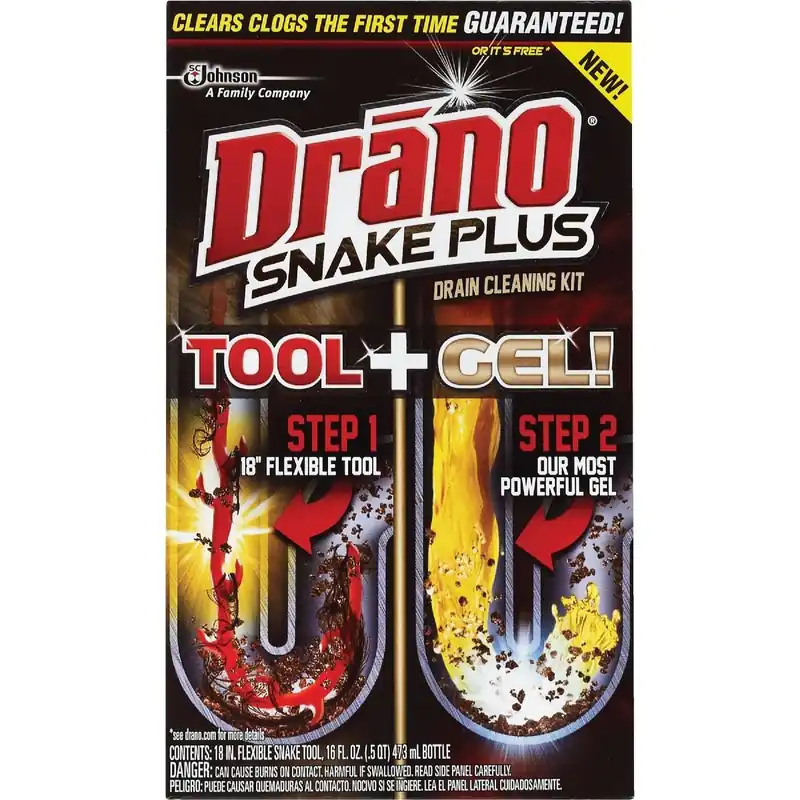 Drano 70241 Snake Plus Gel Drain Cleaning Kit Power 16 Oz