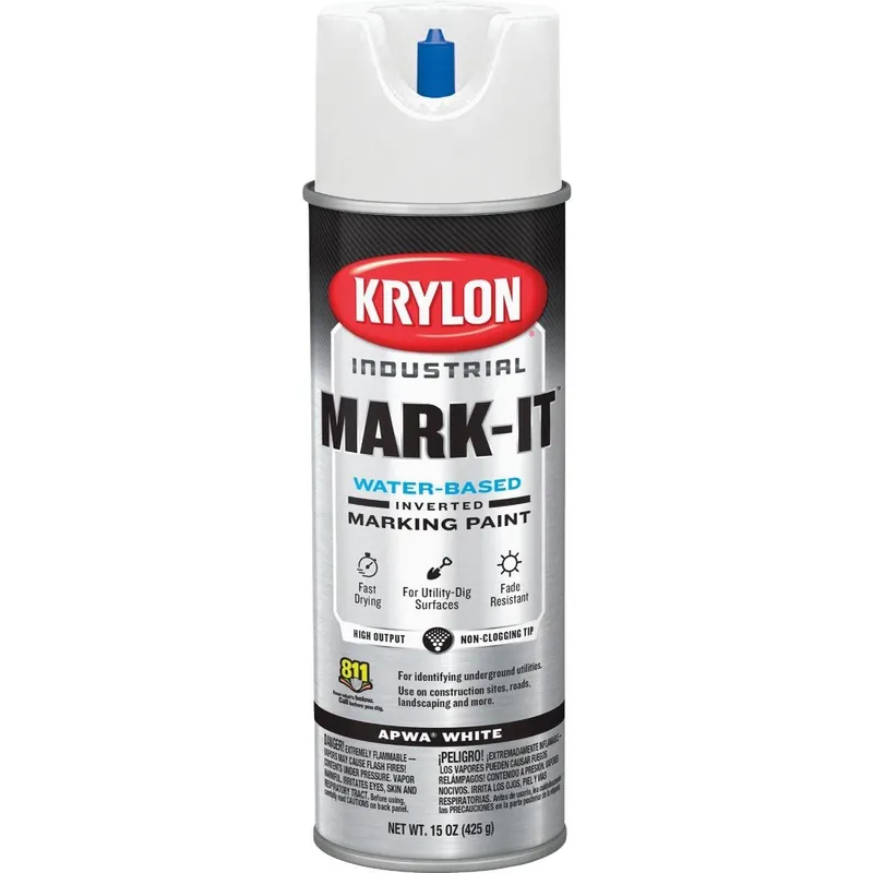 Krylon 731608 Mark-It Industrial WB APWA Brilliant White Inverted Marking Paint