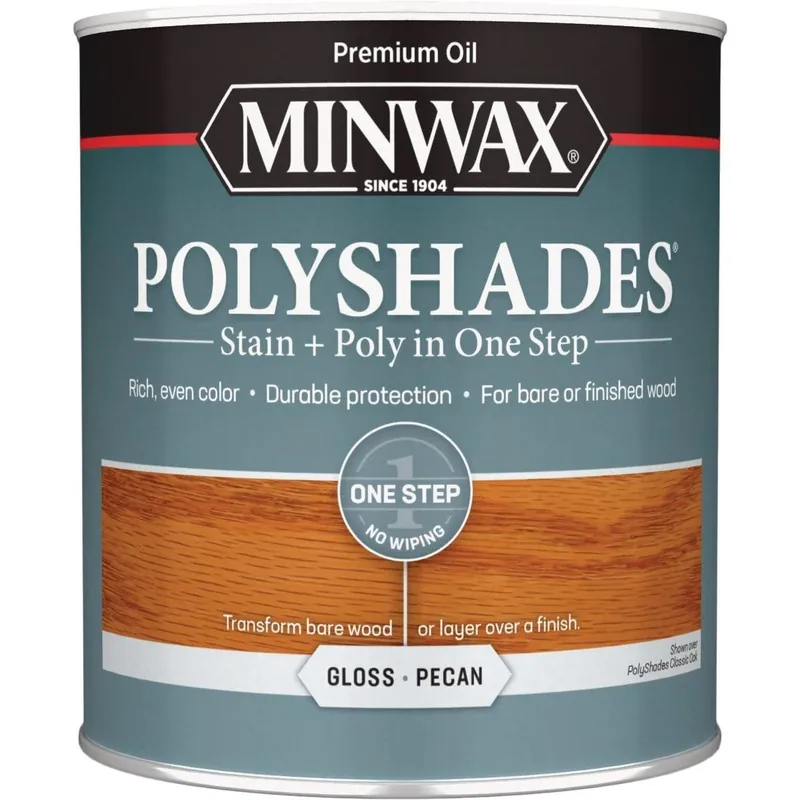 Minwax 61420444 Polyshades 1 Qt. Gloss Stain & Finish Polyurethane In 1-Step, Pecan