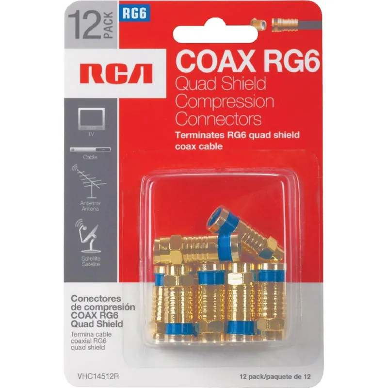 RCA VHC14512R Quad Shield Coax Connector Kit (12-Piece)