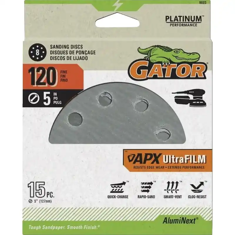 Gator 9023 Vented Sanding Disc 5 In. 120-Grit 15-Pack