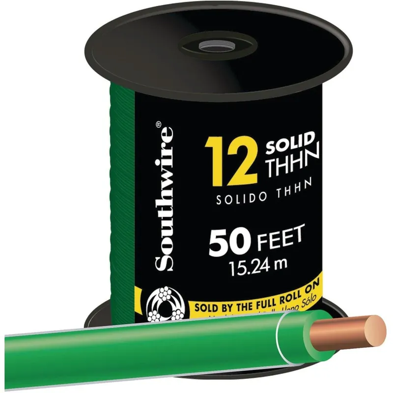 Southwire 11591583 Solid Green THHN Electrical Wire 50 Ft
