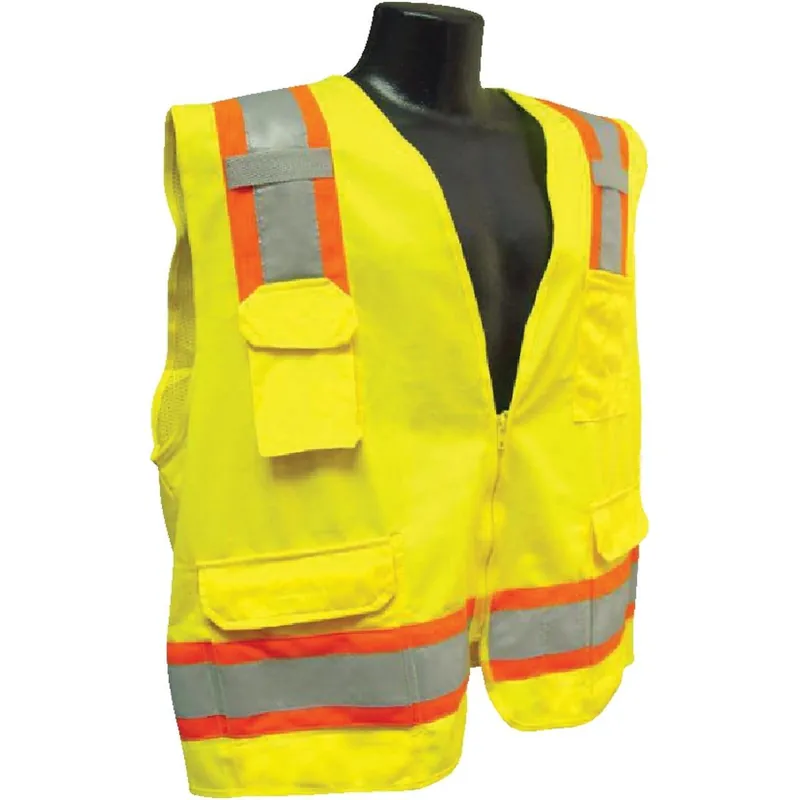 Safety Works SW46204-O Professional ANSI Class 2 Hi Vis Lime Solid Safety Vest One Size Fits Most