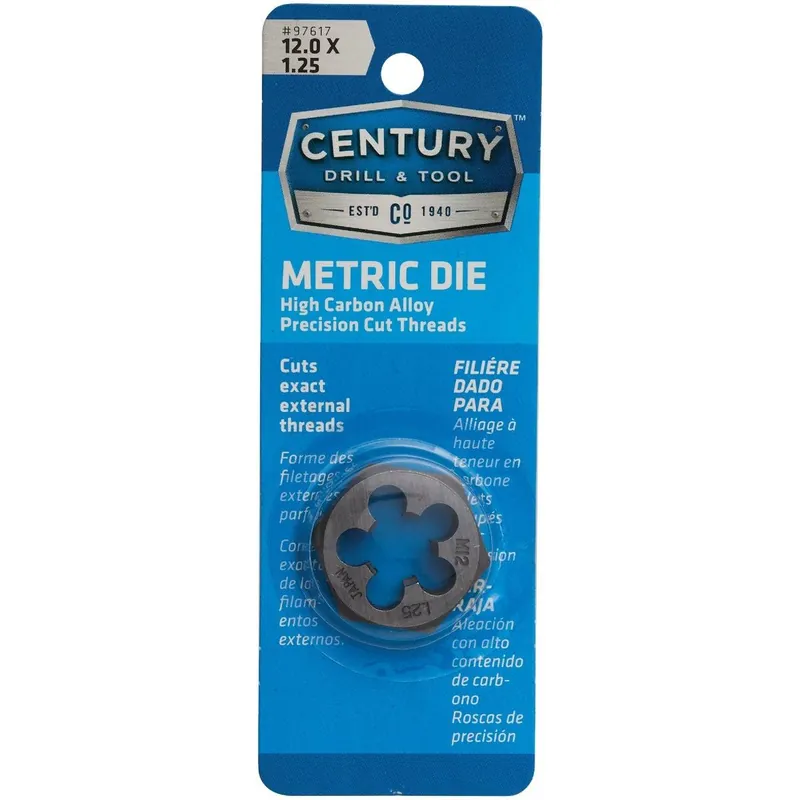 Century Drill Tool 97617 12.0x1.25 NPT 1 In. Across Flats Hexagon Pipe Die