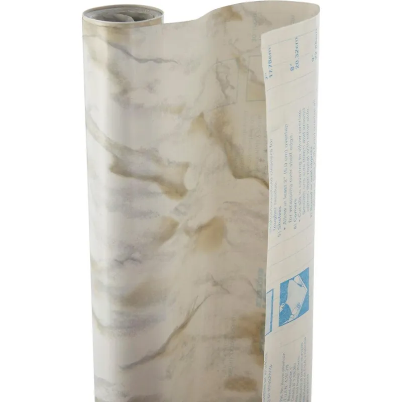 Con-Tact 15F-C6B85-01 Creative Covering 18 In. x 15 Ft. White Marble Self-Adhesive Shelf Liner