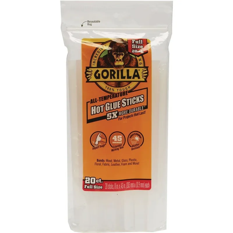 Gorilla Glue 3032002 Gorilla 8 In. Standard Clear Hot Melt Glue (20-Pack)