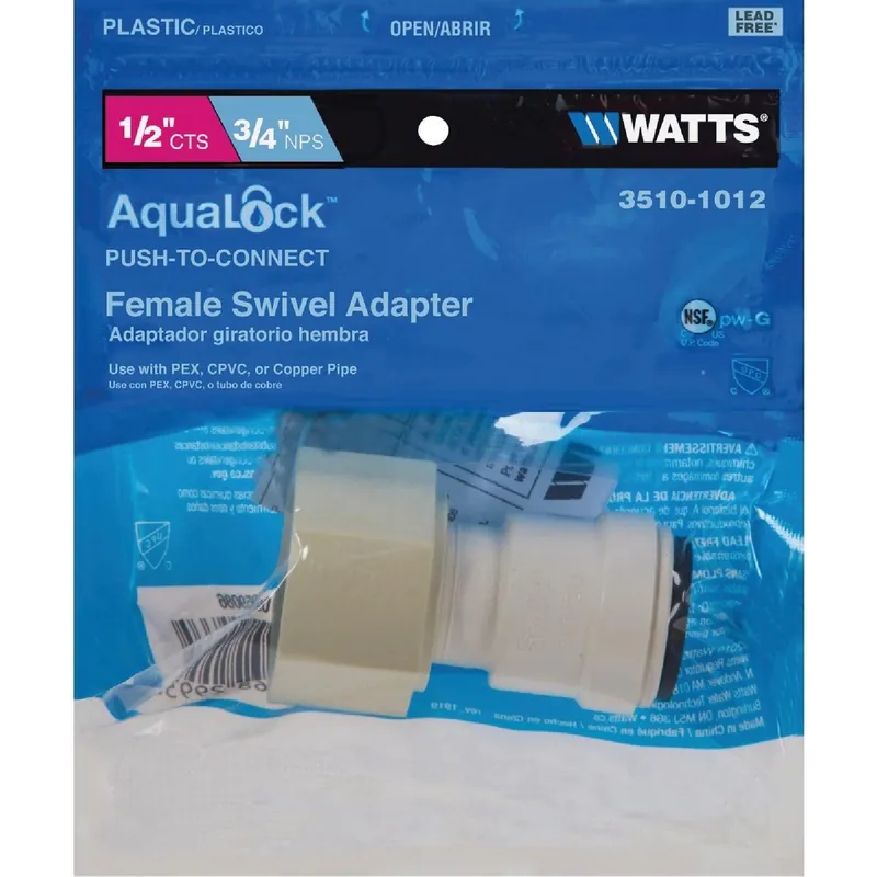 Watts 3510-1012 Aqualock Push-to-Connect Plastic Adapter