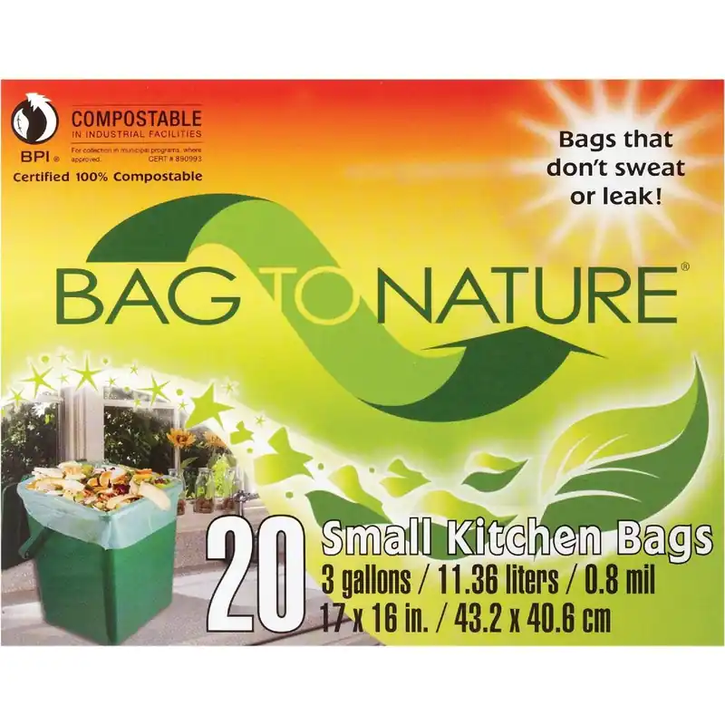 Bag to Nature 41201 Compostable Green Trash Bag 3 Gal 20 Count