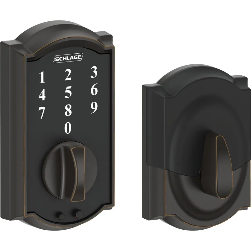 Schlage BE375VCAM716 Camelot Touchscreen Aged Bronze Electronic Deadbolt
