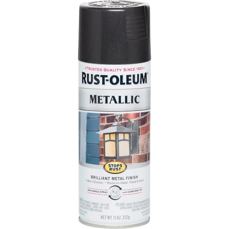 Rust-Oleum 7250830 Stops Rust 11 Oz. Metallic Satin Spray Paint Black Night