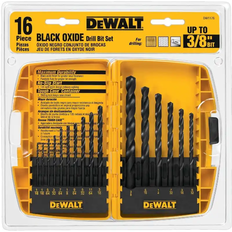 DeWalt DW1176 16-Piece Black Oxide Drill Bit Set 1/16 In. thru 3/8 In.