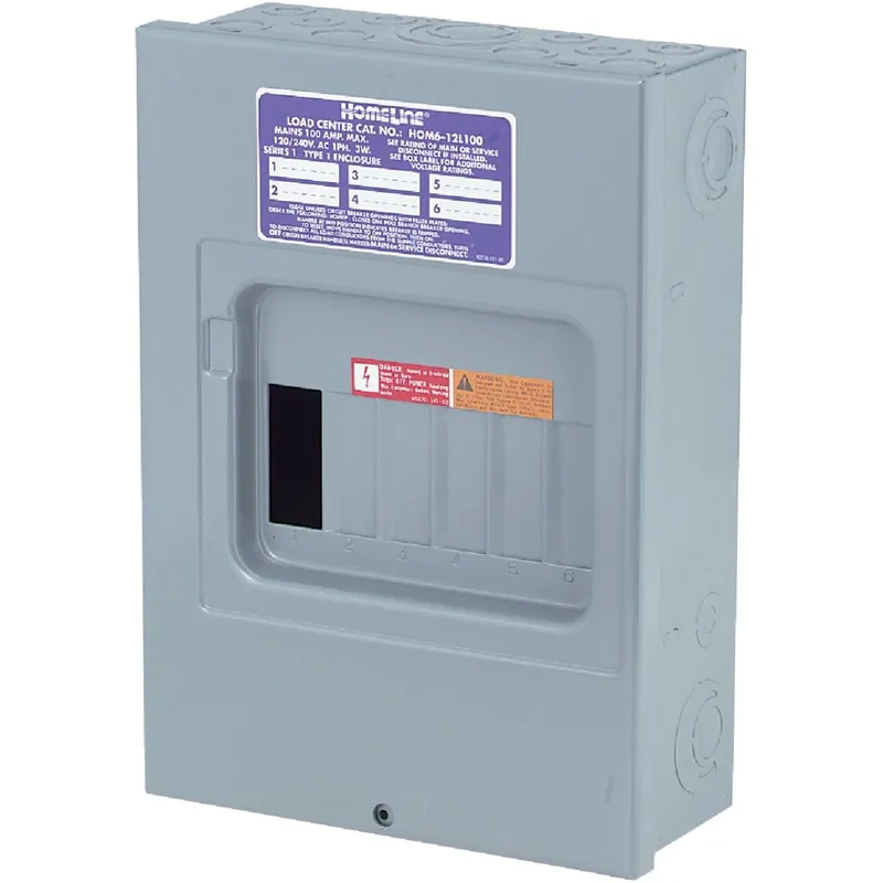 Square D HOM612L100SCP Homeline 100A 6-Space 12-Circuit Indoor Main Lug Surface Mount Load Center