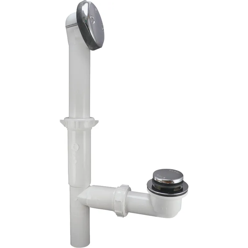 Keeney 63W Foot Lok Stop Plastic Bath Drain with Polished Chrome Trim