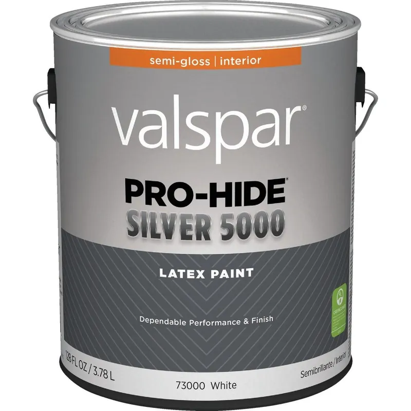 Valspar 028.0073000.007 Pro-Hide Silver 5000 Latex Semi-Gloss Interior Wall Paint White Base 1 Gal.