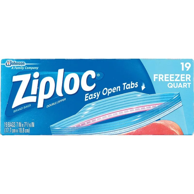 Ziploc 00388 1 Qt. Double Zipper Freezer Bag 19 Count