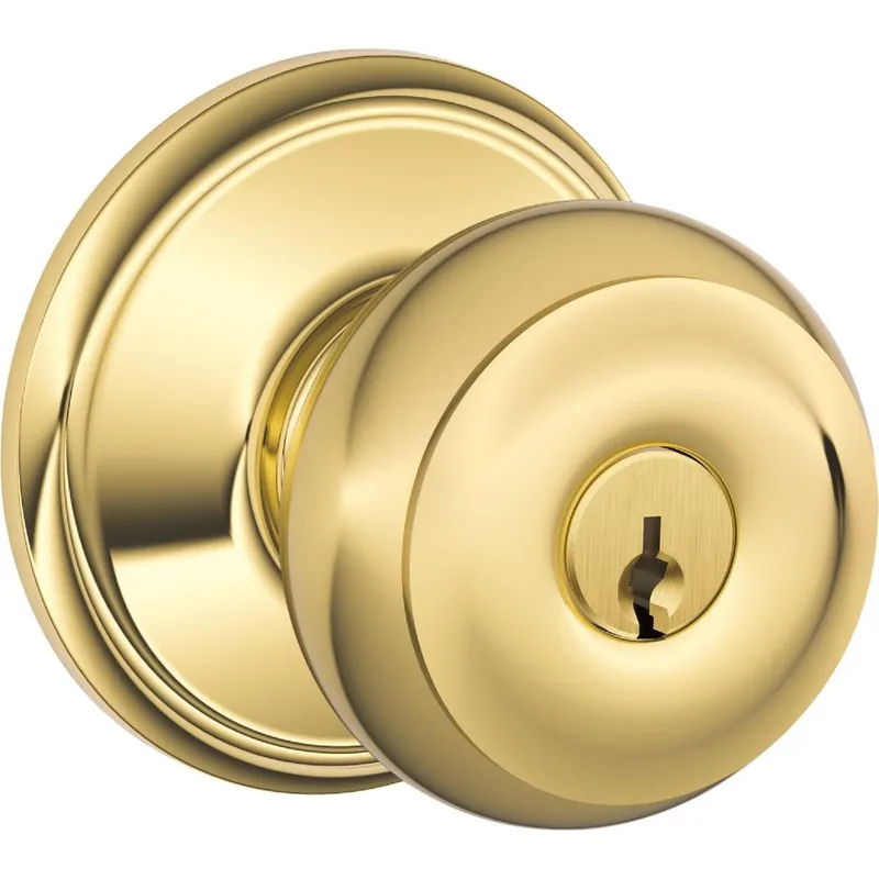 Schlage F51VGEO505 Georgian Bright Brass Entry Door Knob