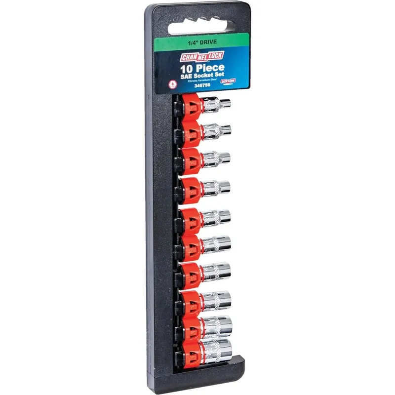 Channellock 346756 Standard 1/4 In. Drive 6-Point Shallow Socket Set (10-Piece)