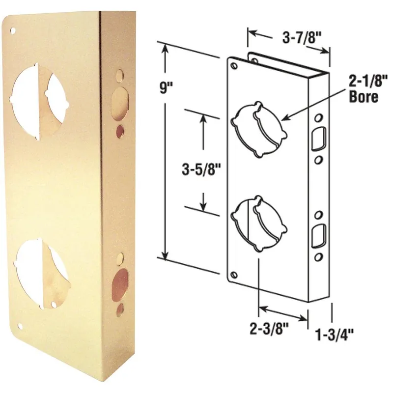 Defender Security U9560 9 In. Brass High Security Door Reinforcer