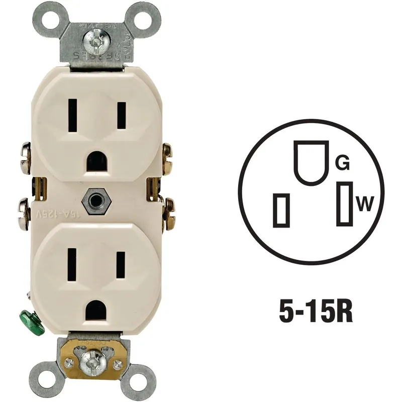 Leviton S06-0BR15-0TS Light Almond Commercial Grade 5-15R Duplex Outlet