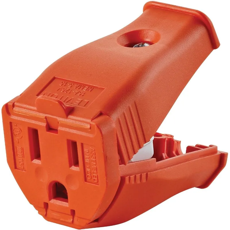 Leviton 003-3W102-0OR 15A 125V 3-Wire 2-Pole Clamp Tight Cord Connector Orange